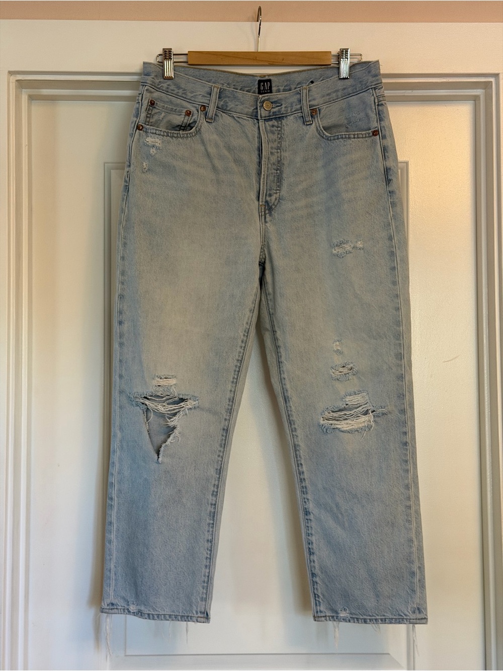 GAP Light Blue Relaxed Ripped Jeans